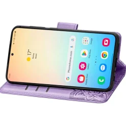 Für Samsung Galaxy S25 Kunstleder Wallet Schmetterling Hülle H- Lila ^ Wigento Discount