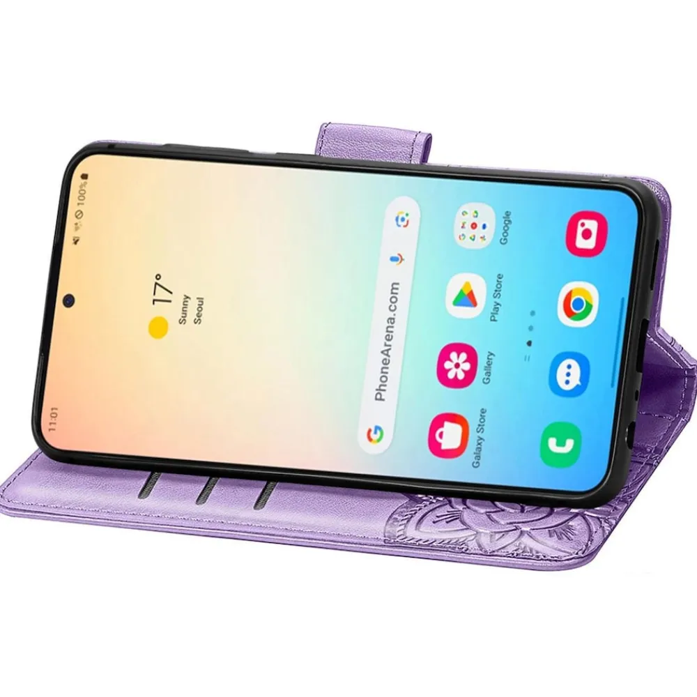 Für Samsung Galaxy S25 Kunstleder Wallet Schmetterling Hülle H- Lila ^ Wigento Discount
