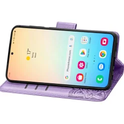 Für Samsung Galaxy S25 Kunstleder Wallet Schmetterling Hülle H- Lila ^ Wigento Discount