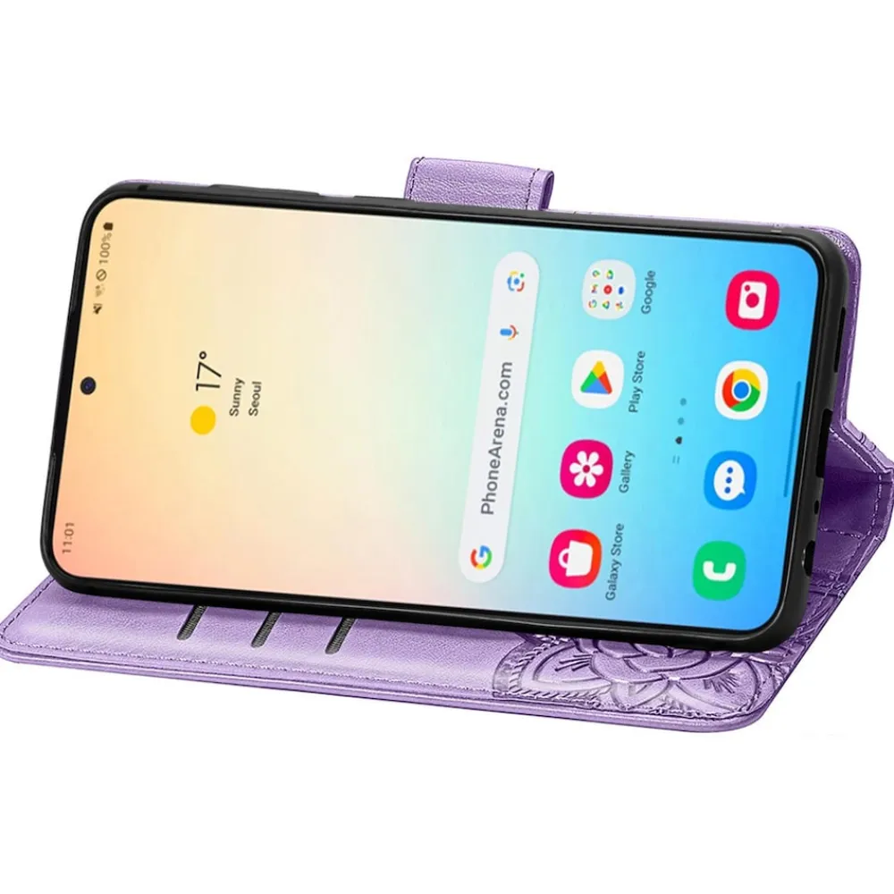 Für Samsung Galaxy S25 Kunstleder Wallet Schmetterling Hülle H- Lila ^ Wigento Discount