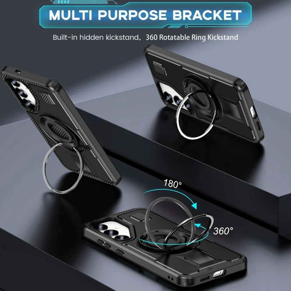 Für Samsung Galaxy S25 Plus 5G Carbonfaser Ringhalter Hybrid TPU Hülle ^ Wigento Clearance