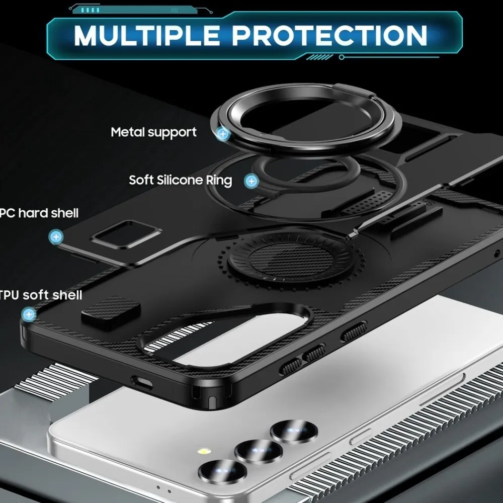 Für Samsung Galaxy S25 Plus 5G Carbonfaser Ringhalter Hybrid TPU Hülle ^ Wigento Clearance