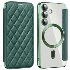 Für Samsung Galaxy S25 Plus 5G Magsafe Kunstleder Schutz Hülle Grün ^ Wigento Clearance