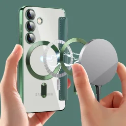Für Samsung Galaxy S25 Plus 5G Magsafe Kunstleder Schutz Hülle Grün ^ Wigento Clearance