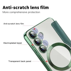 Für Samsung Galaxy S25 Plus 5G Magsafe Kunstleder Schutz Hülle Grün ^ Wigento Clearance