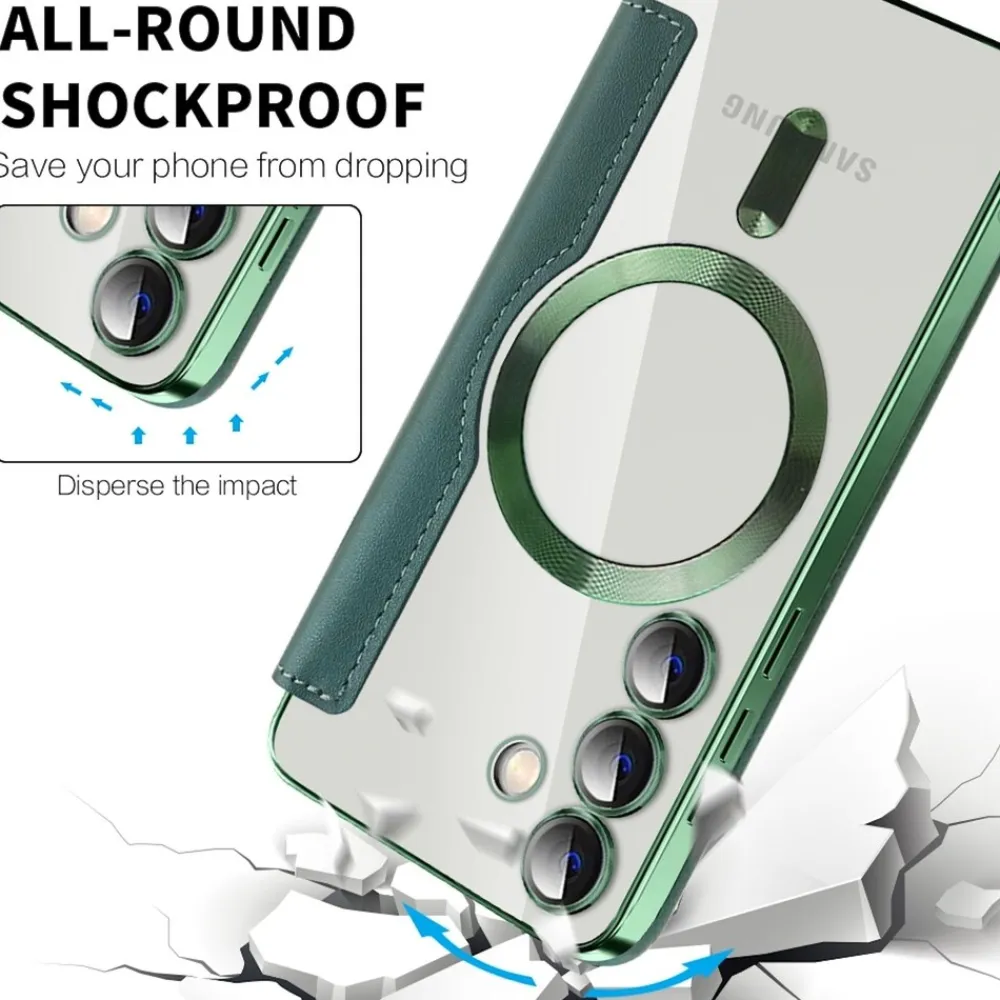 Für Samsung Galaxy S25 Plus 5G Magsafe Kunstleder Schutz Hülle Grün ^ Wigento Clearance