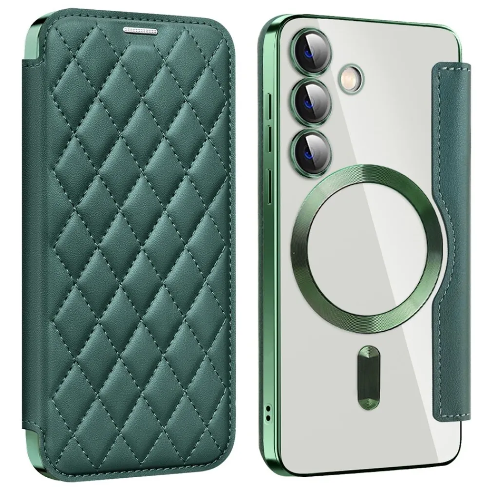 Für Samsung Galaxy S25 Plus 5G Magsafe Kunstleder Schutz Hülle Grün ^ Wigento Clearance