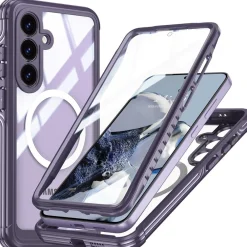 Für Samsung Galaxy S25 Plus MagSafe Full 360 Body Hybrid Bumper Lila ^ Wigento Hot
