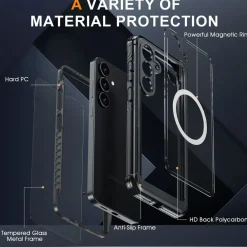 Für Samsung Galaxy S25 Plus MagSafe Full 360 Body Hybrid Bumper Lila ^ Wigento Hot