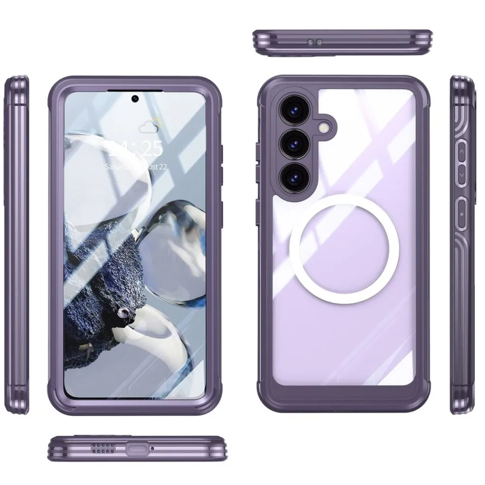 Für Samsung Galaxy S25 Plus MagSafe Full 360 Body Hybrid Bumper Lila ^ Wigento Hot
