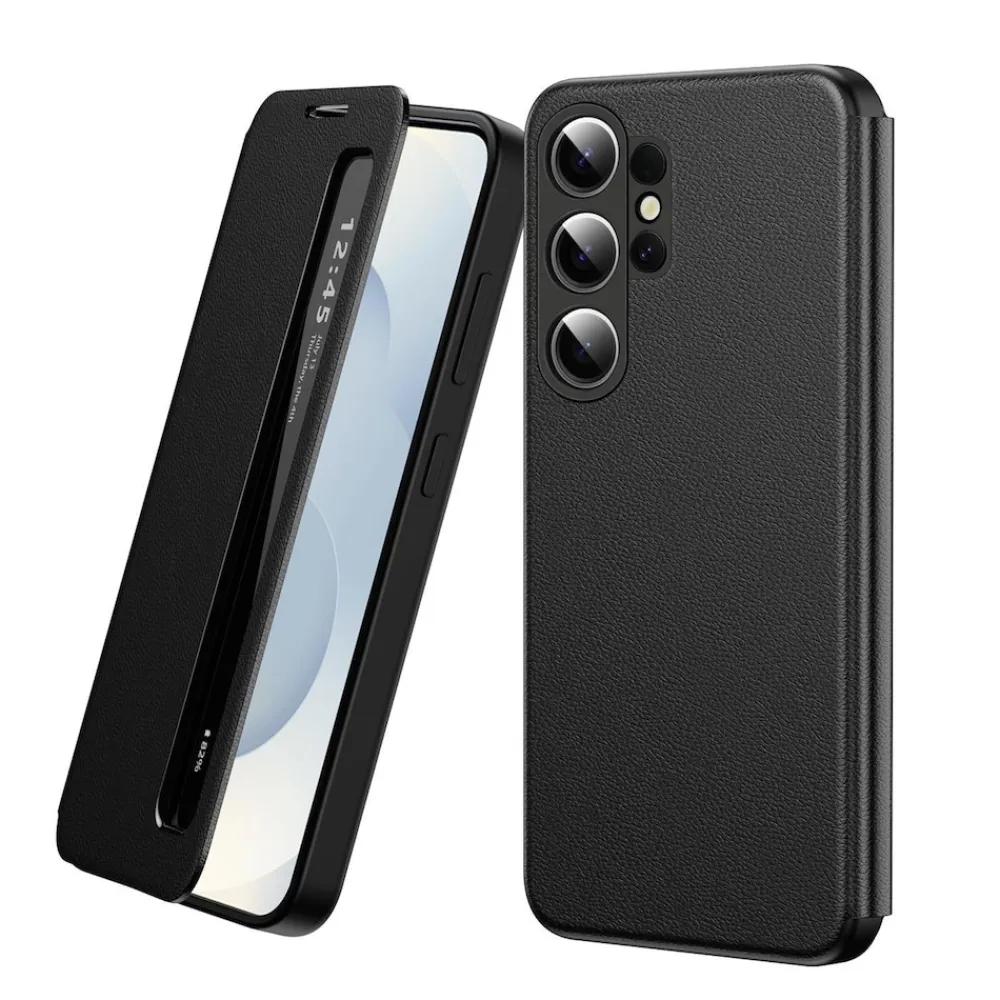 Für Samsung Galaxy S26 Ultra 5G Smart View Kunstleder Hülle Schwarz ^ Wigento Outlet