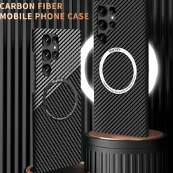 Wigento Für Samsung Galaxy S25 Ultra MagSafe Carbon Hülle Silber / Schwarz Best