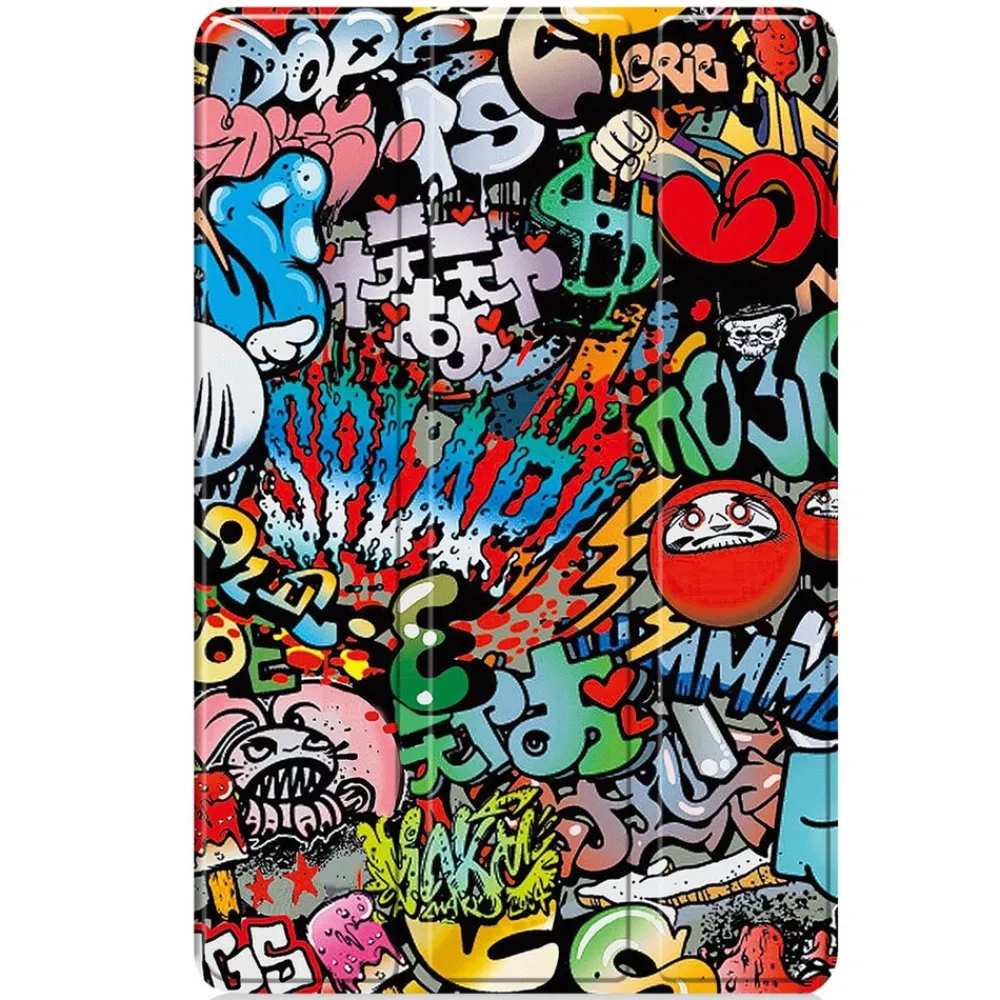 Wigento Für Samsung Galaxy Tab S10 FE Plus 3folt Wake UP Smart Hülle Graffiti