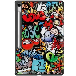 Wigento Für Samsung Galaxy Tab S10 FE Plus 3folt Wake UP Smart Hülle Graffiti