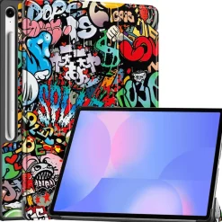Wigento Für Samsung Galaxy Tab S10 FE Plus 3folt Wake UP Smart Hülle Graffiti