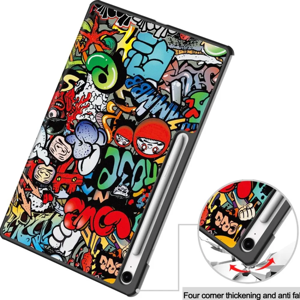 Wigento Für Samsung Galaxy Tab S10 FE Plus 3folt Wake UP Smart Hülle Graffiti