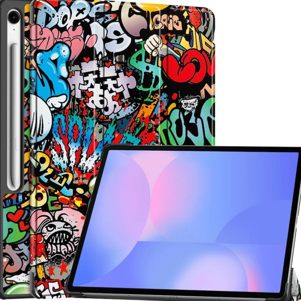 Wigento Für Samsung Galaxy Tab S10 FE Plus 3folt Wake UP Smart Hülle Graffiti