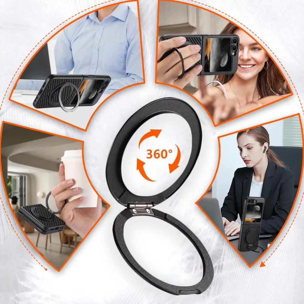 Für Samsung Galaxy Z Flip7 Suteni MagSafe 360 Grad Ring Hülle Carbon ^ Wigento Online