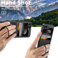Für Samsung Galaxy Z Flip7 Suteni MagSafe 360 Grad Ring Hülle Carbon ^ Wigento Online