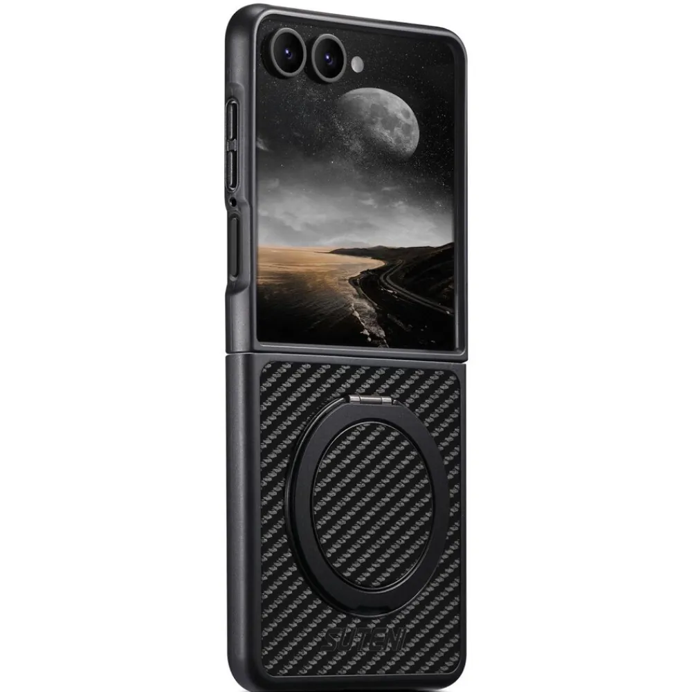 Für Samsung Galaxy Z Flip7 Suteni MagSafe 360 Grad Ring Hülle Carbon ^ Wigento Online