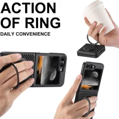 Für Samsung Galaxy Z Flip7 Suteni MagSafe 360 Grad Ring Hülle Carbon ^ Wigento Online