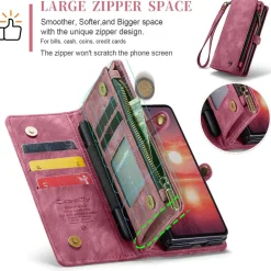 CaseME Für Samsung Galaxy Z Fold7 5G Kunstleder 008 Multifunktion Hülle Rot