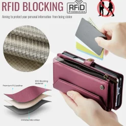 CaseME Für Samsung Galaxy Z Fold7 5G Kunstleder C36 Multifunktion Hülle Rot Best