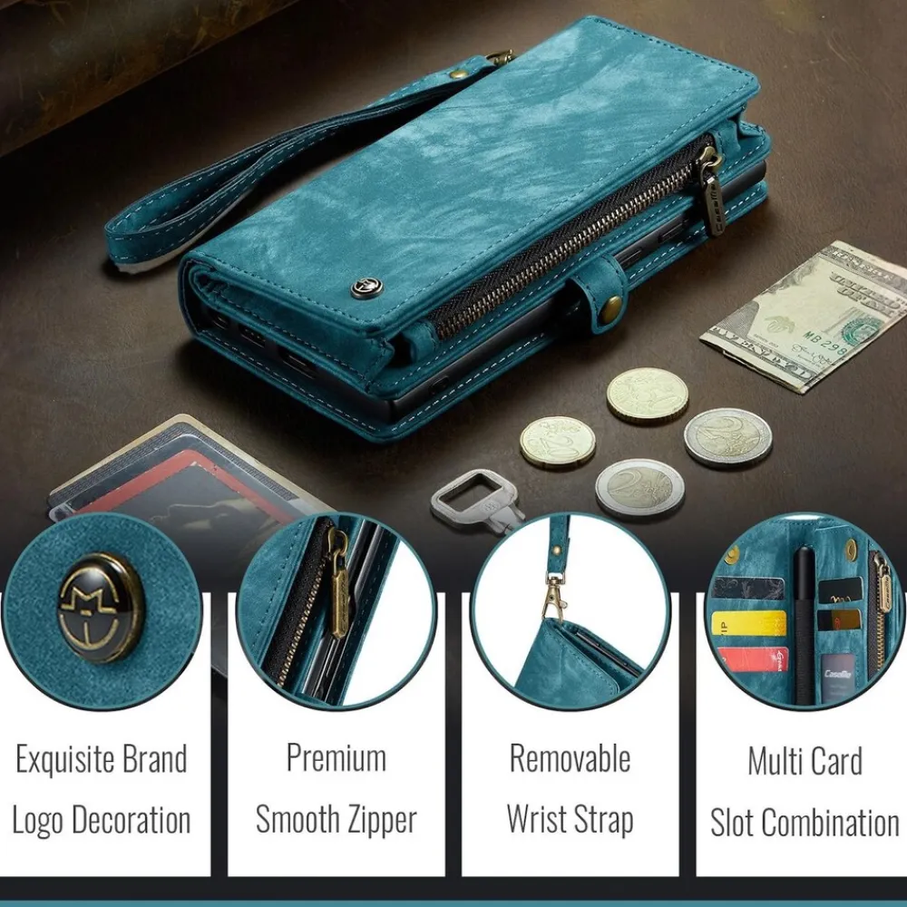 Für Samsung Galaxy Z Fold7 5G Kunstleder 008 Multifunktion Hülle Blau ^ CaseME Online