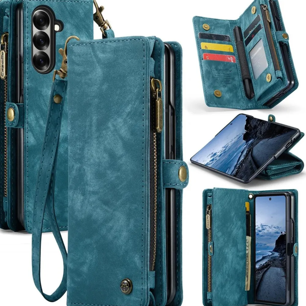 Für Samsung Galaxy Z Fold7 5G Kunstleder 008 Multifunktion Hülle Blau ^ CaseME Online
