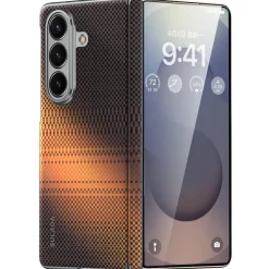 Für Samsung Galaxy Z Fold7 Kevlar Textur Magnetische Hülle Orange ^ Wigento Outlet