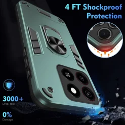 Wigento Für ZTE Blade A35 / A55 Armor Magnet Ring PC Schutz Handy Hülle Grün