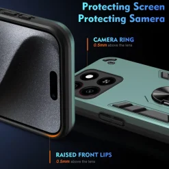 Wigento Für ZTE Blade A35 / A55 Armor Magnet Ring PC Schutz Handy Hülle Grün