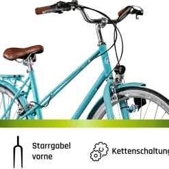 Florenz Damenfahrrad 28 Zoll Stadtrad 155 - 185 cm Cityrad mit 6 Gängen retro Fahrrad Damen Cityfahrrad mit Felgenbremsen ^ Galano Discount