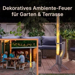 Feuerrohr aus Edelstahl in Silber für Outdoor-Bereiche ^ Gardenflare Outlet