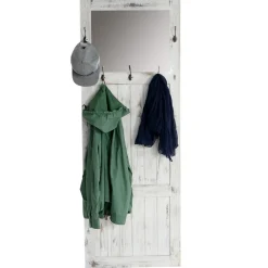 Garderobe Wandgarderobe mit Spiegel Wandhaken 180x65x7cm, Shabby-Look, Vintage ~ weiß ^ MCW Outlet