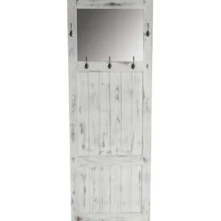 Garderobe Wandgarderobe mit Spiegel Wandhaken 180x65x7cm, Shabby-Look, Vintage ~ weiß ^ MCW Outlet