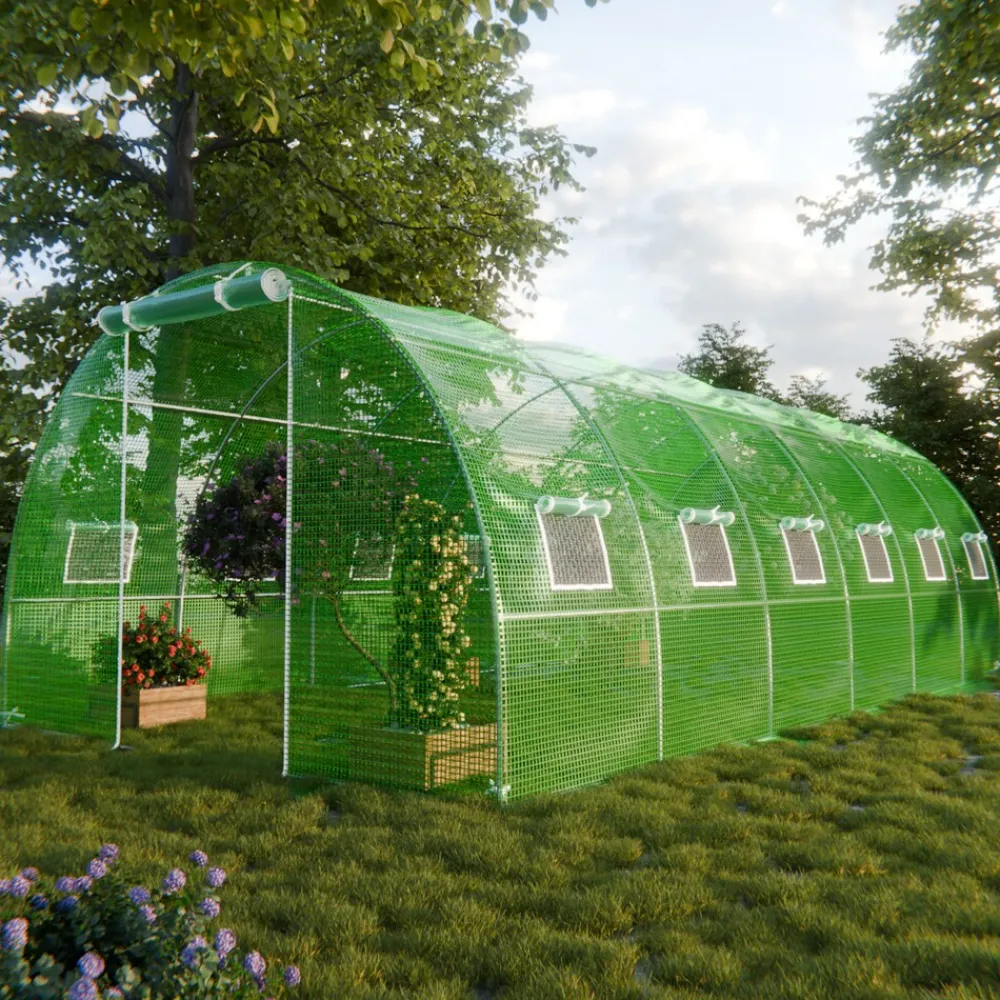 ® Foliengewächshaus CARINI, Tomatenzelt, winterfest, 6x3x2m, Frühbeet, Pflanzenhaus, Gemüse und Obst, Hochbeet ^ GARMIO Outlet