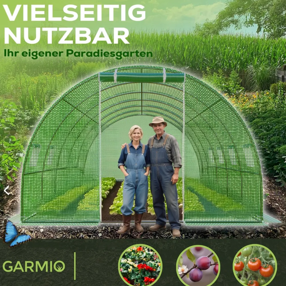 ® Foliengewächshaus CARINI, Tomatenzelt, winterfest, 6x3x2m, Frühbeet, Pflanzenhaus, Gemüse und Obst, Hochbeet ^ GARMIO Outlet