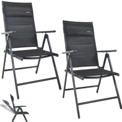 ® Gartenstuhl Balkonstuhl FLORENZ , 2er SET, 7-fach verstellbar, klappbar, inkl. Nackenkissen, für Terrasse ^ GARMIO Clearance