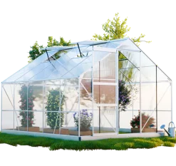 ® Gewächshaus ARONA 310x250cm für den Garten, Alu Frühbeet inklusive Fundament, 4 Dachfenster Treibhaus Aufzucht ^ GARMIO Sale