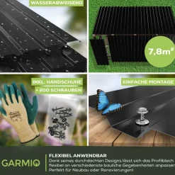 GARMIO ® Profilblech Trapezblech Amalfi 115 Set 15 Stück Dachblech 115x45 cm, verzinkter Stahl schwarz
