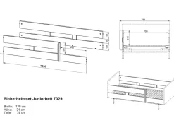 Sicherheitsset 7029-186 GW-Tomino, in Steingrau, passend zum Kinderbett 7026, 139 x 31 x 79 cm (BxHxT) ^ Germania New