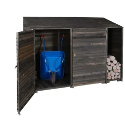 MCW Geräteschuppen -J75, Geräteschrank Gerätehaus, Holz gebeizt MVG-zertifiziert, 180x250x93cm ~ anthrazit-grau Sale