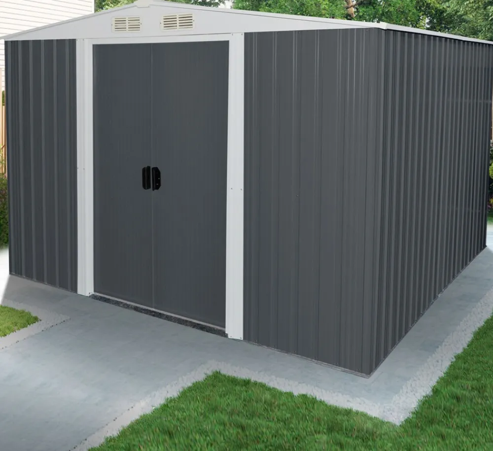 Aileenstore Geräteschuppen mit Doppelschiebetür und Belüftung aus Metall Gerätehaus SAFE XXL New
