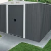 Geräteschuppen mit Doppelschiebetür und Belüftung aus Metall Gerätehaus SAFE XL ^ Aileenstore Discount
