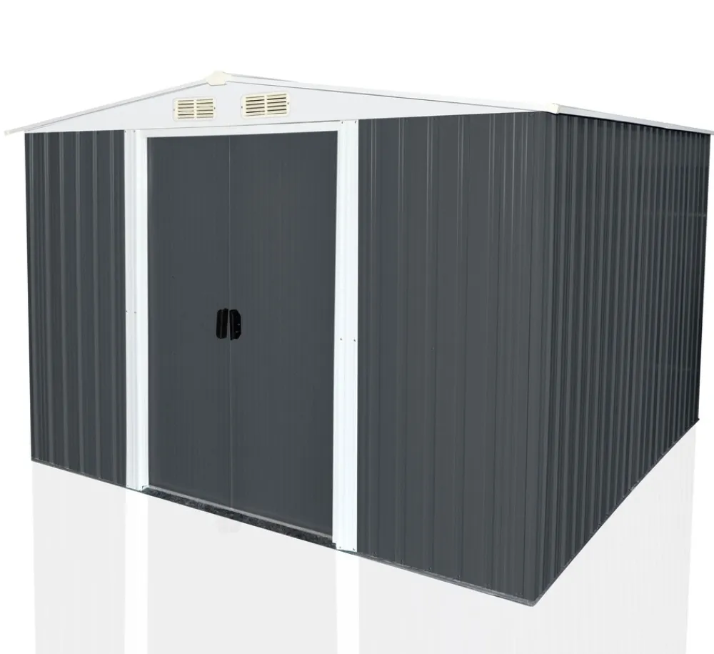 Geräteschuppen mit Doppelschiebetür und Belüftung aus Metall Gerätehaus SAFE XL ^ Aileenstore Discount
