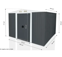 Geräteschuppen mit Doppelschiebetür und Belüftung aus Metall Gerätehaus SAFE XL ^ Aileenstore Discount