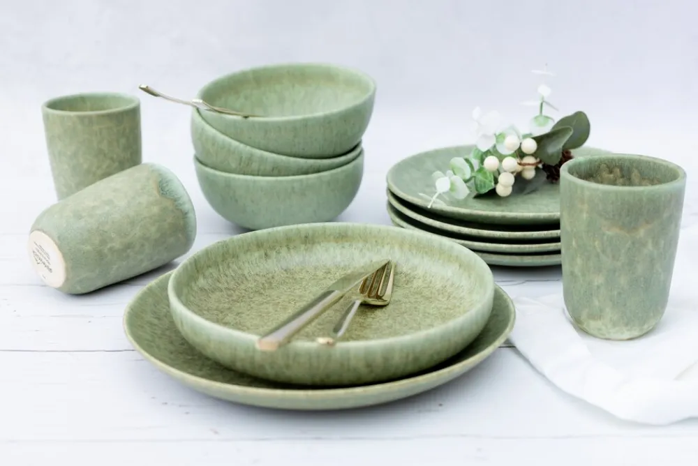 Gipfelstück Kaffeebecher-Set, Steinzeug Moos'N'Stein Grün New