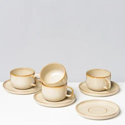 Gipfelstück Kaffeeobertassen-Set, Steinzeug Nebelwald Beige Best