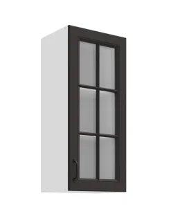 Glashängeschrank 40 cm Stilo Grau Küchenzeile Küchenblock Landhaus Einbauküche ^ Küchen-Preisbombe New